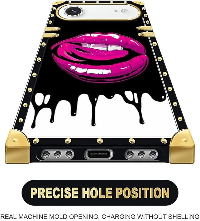 for iPhone 17 Air Case Luxury Golden Decoration for Girl Women Soft TPU Shockproof Protective Hard PC Back for iPhone 17 Air Crazy Pattern Black White Red Slap Sexy