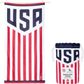 Dock & Bay Beach Towel - Quick Dry, Sand Free - Compact, Lightweight - 100% Recycled - Includes Bag - U.S. Soccer - Large (160x90cm, 63x35)