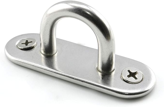 heyous 2 Set M8 Suspension Ceiling Wall Mount U Hook Anchor Hanger Stainless Steel Heavy Duty Multi Purpose Hammock Swing Ceiling Hook Strip Base Plate with Snap Hook