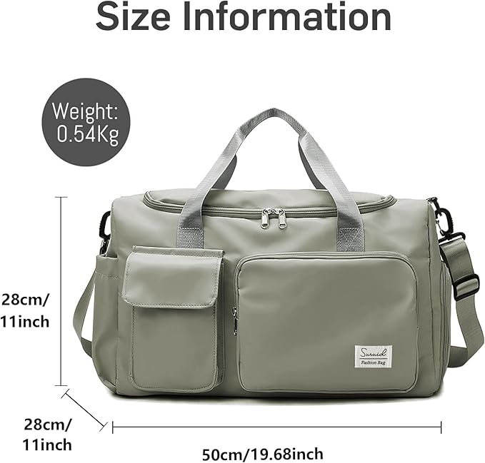 Suruid Sports Gym Duffel Bag with Shoes Compartment and Dry Wet Separated Pocket for Men and Women - Overnight Weekender Training Handbag Yoga Bag - Dark Gray