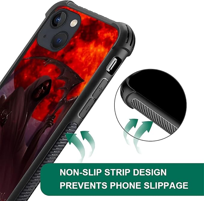 for iPhone 13 Case, Death by The Red Moon Pattern Graphic Design Girl Boy Soft Silicone Hard Acrylic Shock Protection for iPhone 13