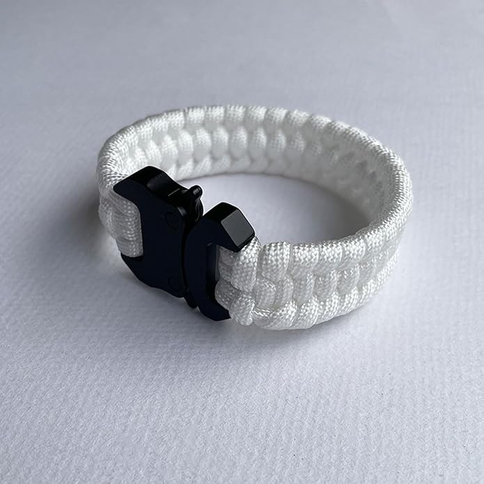 Parachute Cord Bracelets Trilobite Weaved Paracord Bracelet with Side Release Buckle 8.7 inch Black Bracelet for Men Women 1 Set