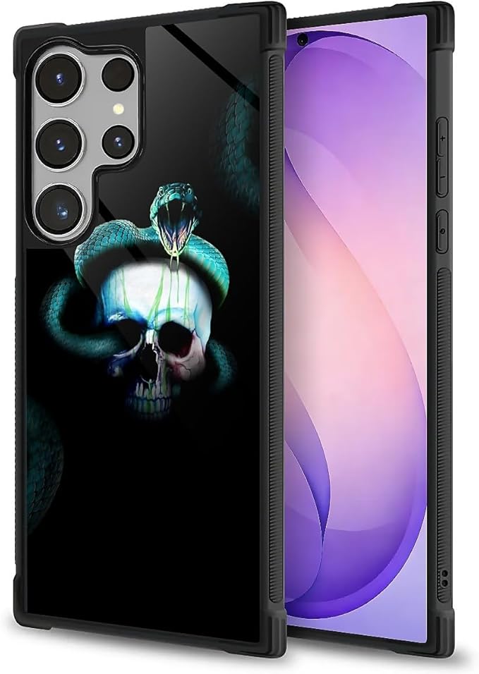 for Samsung Galaxy S26 Ultra Case,Graphic Design for Girl Boy Soft Silicone Hard Acrylic Shock Protection Designed for Samsung Galaxy S26 Ultra Skeleton Winding Snake Pattern