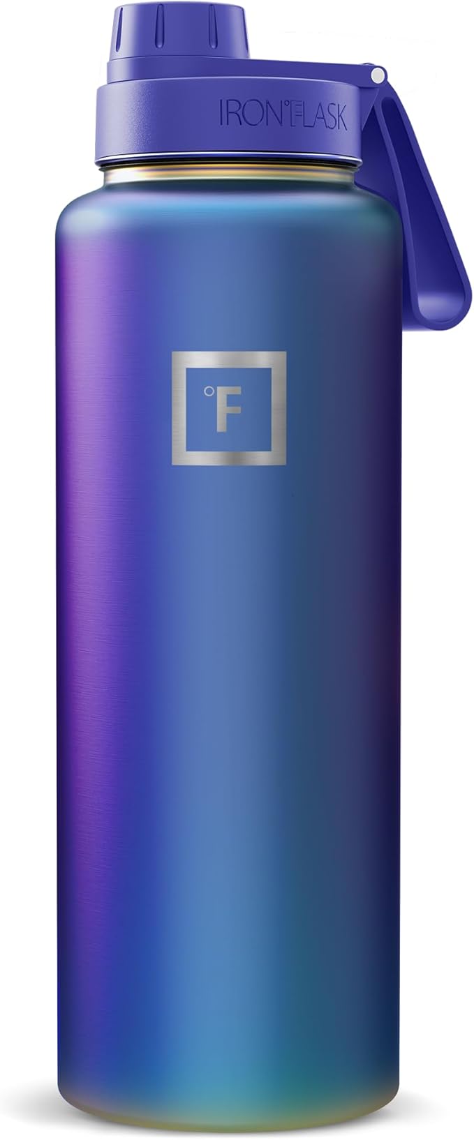 IRON °FLASK Camping & Hiking Hydration Flask with Spout, Wide Mouth Insulated Stainless Steel Sports Water Bottle - Aurora 40 oz - Spout (1 Lid)