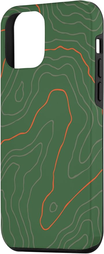 Backcountry Topo Guide Orange Lines Topographical Map Case for iPhone 12 mini