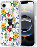 MOSNOVO for iPhone 17e Case/iPhone 16e Case, Shockproof Military-Grade Protection 6.6ft Drop Tested, Clear Phone Case for iPhone 16e / iPhone 17e, Black Cat in Garden Design