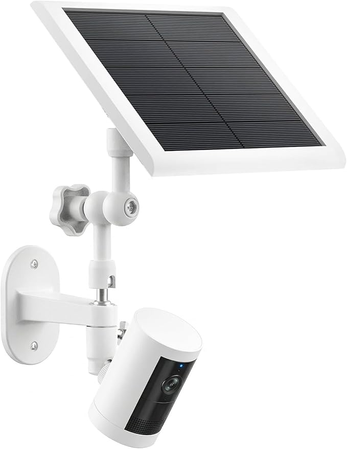 2-in-1 Wall Mount for Ring Solar Panel (2W/4W) & Stick Up Cam Battery, Ring Spotlight Cam Plus/Pro (Battery), Adjustable Angle for Optimal Outdoor Sunlight Exposure, White