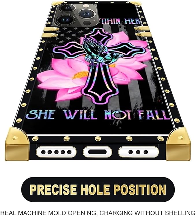 Compatible with iPhone 16 Pro Max Case, Praying Cross Hands Luxury Golden Decoration for Girl Women Soft TPU Shockproof Protective Hard PC Back for iPhone 16 Pro Max