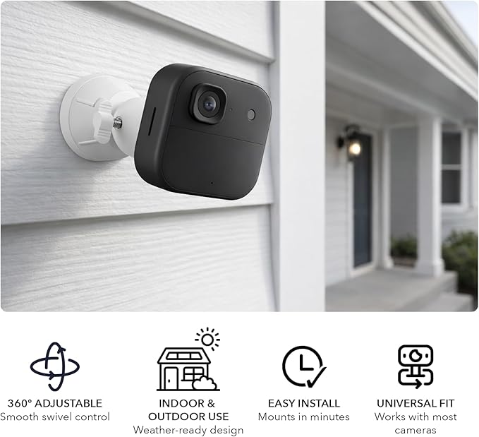 Wasserstein Universal Security Camera Mount Compatible with Blink Outdoor/XT/XT2, Ring Outdoor Cam Plus/Stick Up Cam, Arlo Essential Spotlight/Pro 3/4/Ultra/Ultra 2, eufyCam 2/Pro (2-Pack)