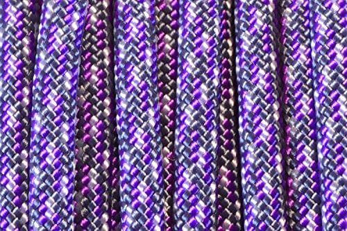 BORED? PARACORD! 550 lb Paracord – Ideal for Crafting, DIY Projects, Camping, Military & Active Outdoors – 300+ Colors – Tactical Parachute Cord Type III – Strong - Purple Rain 50 Feet