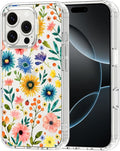 MOSNOVO for iPhone 16 Pro Case, Shockproof Military-Grade Protection 6.6ft Drop Tested, Clear Phone Case for iPhone 16 Pro, Wildflower Bloom Design