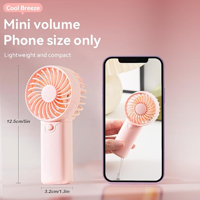 12 Pack Mini Portable Fan - 5'' AAA Battery Operated, Lightweight Handheld with 1 Speed & Lanyard - Quiet Personal Fan for Kids, Girls, Women & Men - Ideal for Office,Travel,Commute,Makeup