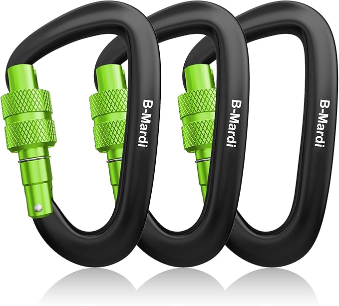 B-Mardi Carabiner Clips Heavy Duty 12kN (2697 lbs)-Lightweight Locking Carabiners for Camping, Hiking, Hammock, Dog Leash Harness, Outdoor and Gym etc, Keychains& Utility