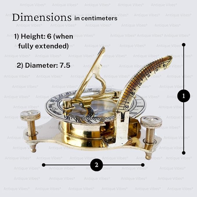 Vintage Brass Sundial Compass, Antique Style Maritime Navigation Instrument, Collectible Watch, 3 inch, Unique Gift for Men, Women