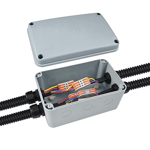 Nineleaf Waterproof Electrical Box,1PK Plastic Junction Box,IP66 External Electrical Project Enclosure Grey,7 1/8" x 4 1/2 "x 4" inch(181x111x100 mm),Fit M20*1.5mm Cable Gland for Outdoor Use