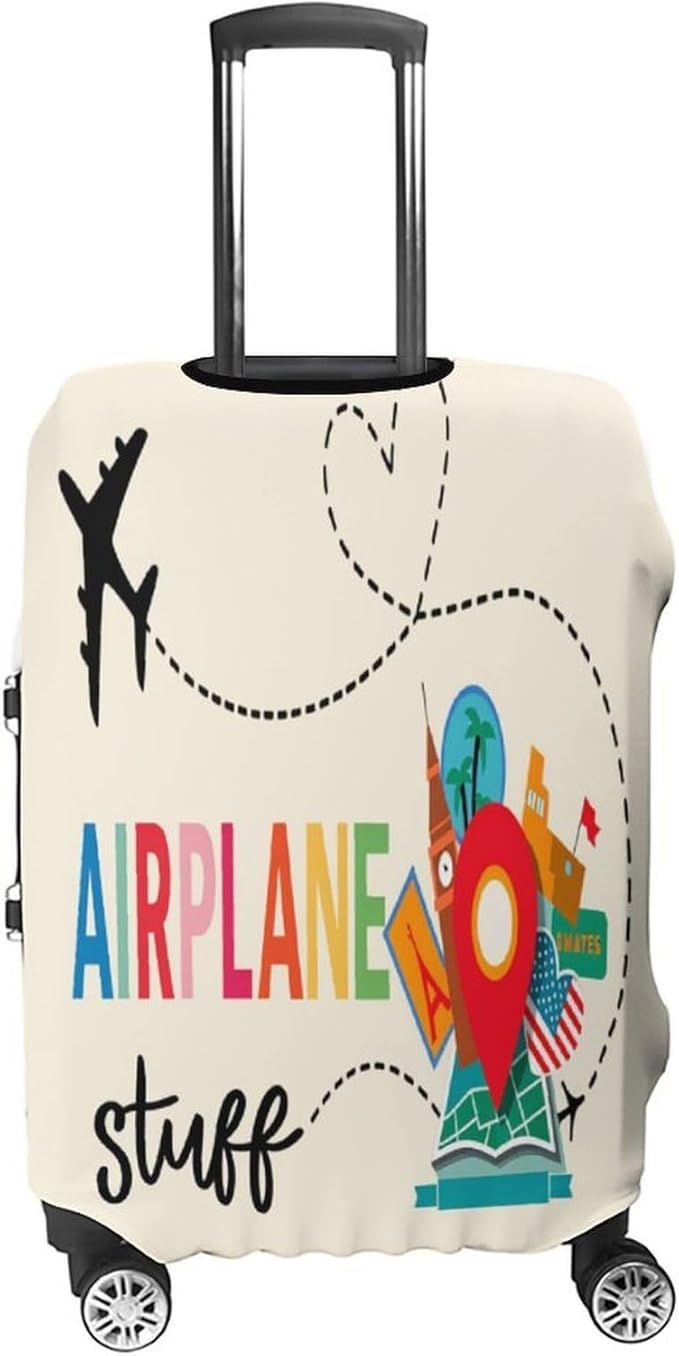 Airplane Travel Accessories Stretch Luggage Cover, Washable Suitcase Protector Fits 30-32in Cases, Secure Fit for Carry On Checked Bags, Travel Essentials