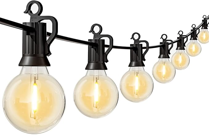Brightown Outdoor String Lights, 55FT 25 G40 Bulbs Shatterproof IP65 Patio Lights, Hanging Connectable Waterproof Dimmable Globe LED Outdoor Lights for Backyard, Bistro,Deck, Balcony,Porch