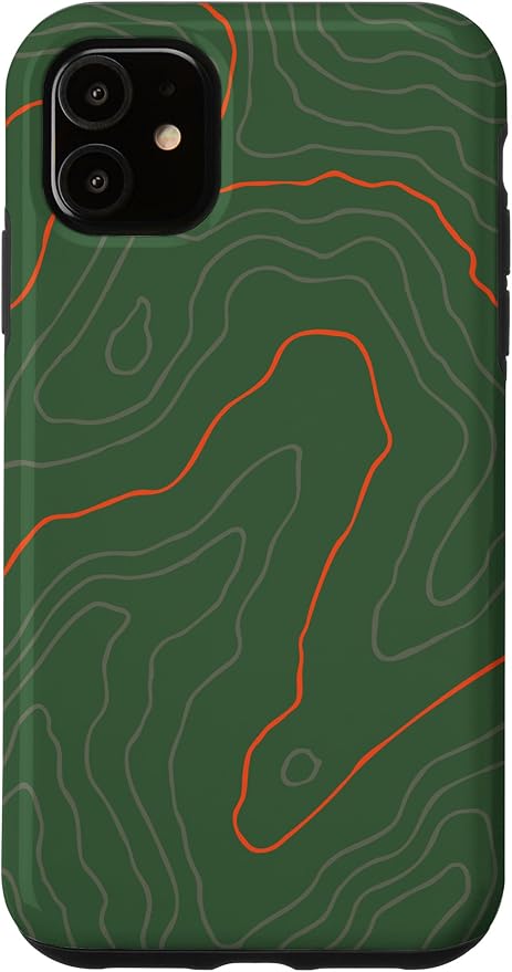 Backcountry Topo Guide Orange Lines Topographical Map Case for iPhone 11