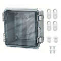 Nineleaf IP67 Waterproof Electrical Junction Box, 5.9"x5.9"x3.5" ABS Plastic Enclosure with Clear Hinged Cover, Mounting Plate, Cable Glands for Outdoor Router, Solar, CCTV, DIY Projects