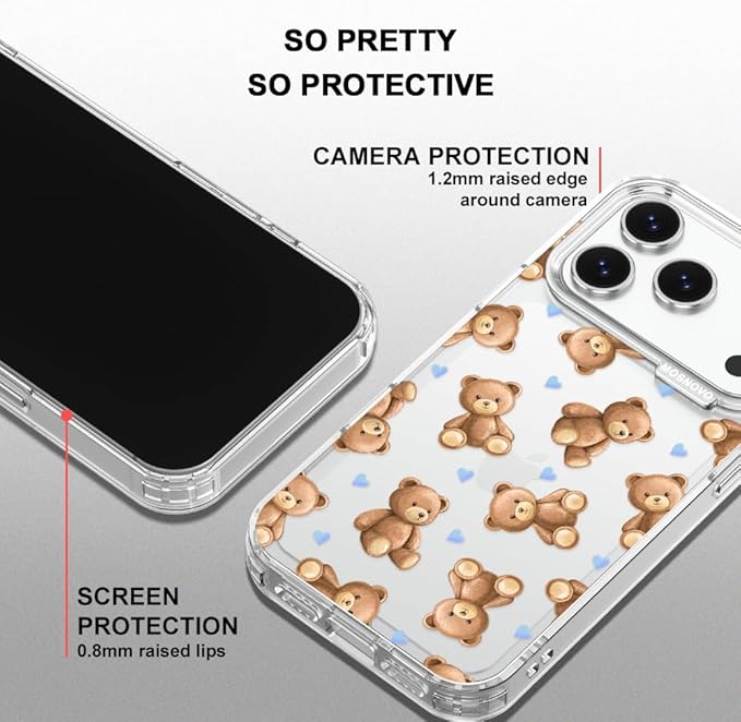 MOSNOVO for iPhone 17 Pro Case, Shockproof Military-Grade Protection 6.6ft Drop Tested, Camera Control, Clear Phone Case for iPhone 17 Pro, Teddy Mood Design