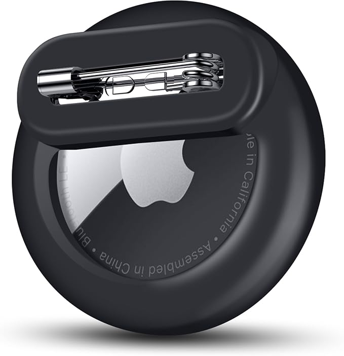 Tracker Holder for AirTag Gen 2/Gen 1 with Pin, Safe Hidden Lightweight GPS Tracker for Kids Compatible with Apple AirTag 2/1 for Child, Elderly, Pets Collar, Shoes (Black, 1 Pack)