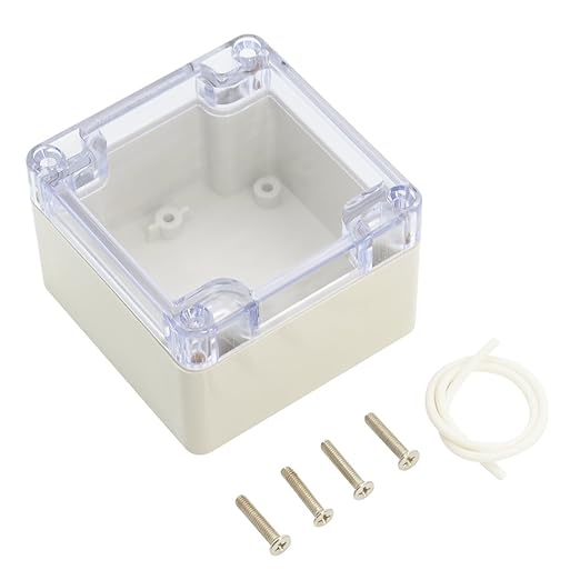 LeMotech ABS Plastic Junction Box Dustproof Waterproof IP65 Electrical Enclosure Box Universal Project Enclosure Grey with PC Transparent Clear Cover 3.3 x 3.2 x 2.2 inch (83 x 81 x 56 mm)