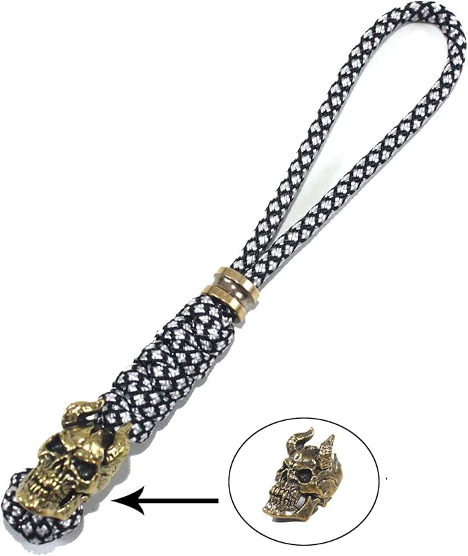 Knife Lanyards with Brass Beads,Paracord Lanyard,Tactical Lanyard for Skull Shape Knife,EDC Products