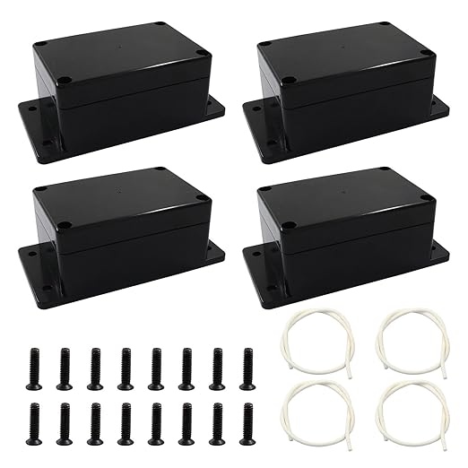 2 Pack Junction Boxes, 4 x 2.7 x 2 Inch IP65 Waterproof Project Box, ABS Plastic Electrical Project Case Power Junction Box with Fixed Ear for Outdoor (Black, 100 x 68 x 50 mm)