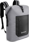 Gonex Ultralight Waterproof TPU Backpack, 55L Roll Top Dry Bag with Comfortable Padded Back Panel for Kayaking Boating Camping Fishing Travel,Grey
