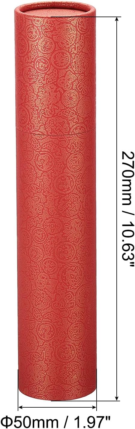 PATIKIL 2 Inch x 11 Inch Poster Tube, 1Pcs Photo Storage Tube Portable Shipping Mailing Tubes Calligraphy Painting Tubes Round Carrying Case for Storing Paper Art Map Documents, Red