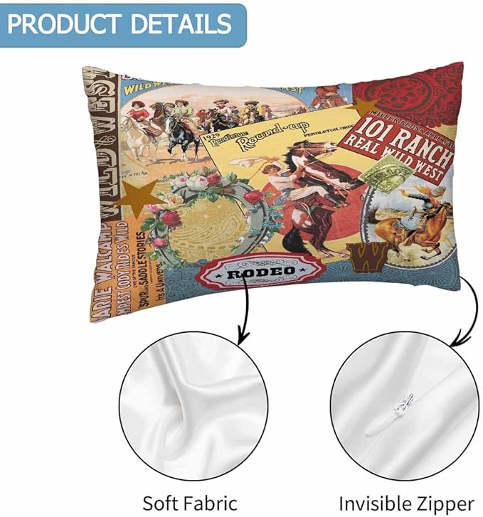 Cowgirls Wild West Pillow Covers 12 X 20 Far East Rodeo Round Up Win Ride Horse Race Wreath Cool Set of 2 Pillow Cases Outdoor Throw Cushion Pillowcases Decor Home Bed Sofa Couch Hotel