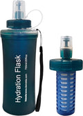 700ml Soft Flask Water Bottle, Collapsible Water Bottle with Filter, Perfect for Hiking, Backpacking, and Camping - Dark Green