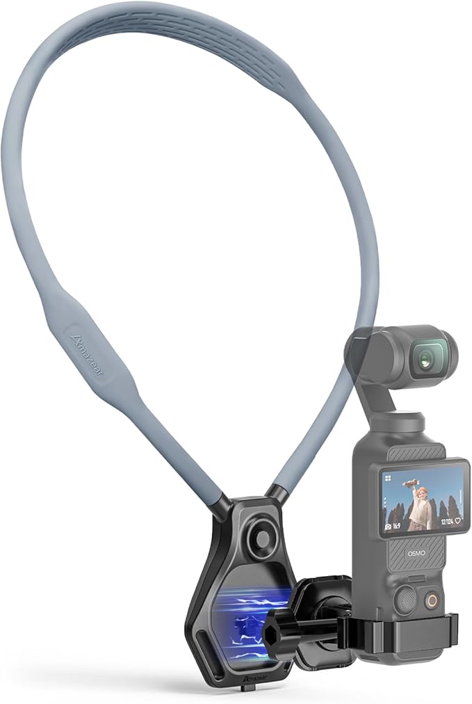 AMAZEAR Magnetic Neck Holder for DJI OSMO Pocket 4/3 Action 6 Insta 360 X5 Camera Accessory, Comfortable Hands-Free Chest Mount First-Personal POV VLOG, for Go-Pro, for Xtra Edge Muse