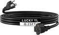 LUCKY TL Indoor Outdoor Extension Cord, 14/3 Gauge Black Long Extension Cord 25ft, Waterproof Flexible Case, Made of Pure Copper, 15A 1875W 16AWG SJTW, 3 Prong Heavy Duty Wire, ETL