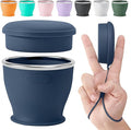 Collapsible Travel Cup, BPA-Free Reusable Water Cup, Lightweight Drinking Cups with Lids and Carrying Strap, Dishwasher Safe Silicone Cups for Camping, Travel, Airports, Hotel (6.7oz, Navy)