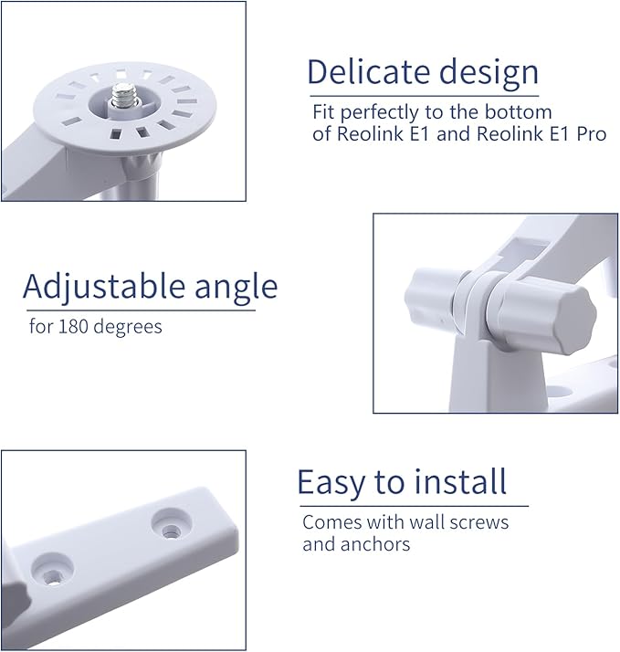 2 Pack Wall Mount Compatible with Reolink E1/E1 Pro Camera, Adjustable Wall Mount Bracket Indoor and Outdoor Security Mount 180 Degree with 1/4 inch Thread(Camera is NOT Included)