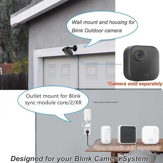 All-New Blink Outdoor Camera Surveillance Mount, 8 Pack Weatherproof Protective Housing and 360 Degree Adjustable Mount for Blink Outdoor 4/Outdoor 2K+/3rd Gen Camera, Black (Camera Not Included)
