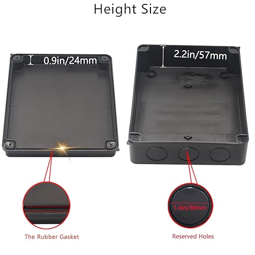 Project Box IP65 Waterproof Dustproof Junction Boxes ABS Plastic DIY Electronic Case, Indoor & Outdoor Electrical Box Power Cord Enclosure Black 255x200x80mm