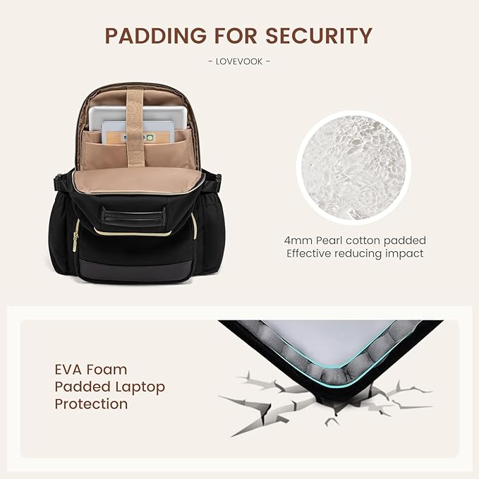 LOVEVOOK Laptop Backpack for Women with Pouch Pocket for Large Capacity Cup,15.6 Inch Laptop Computer Bag Travel Backpack Purse,Waterproof Work Business Backpack College Teacher Bags,Dark Purple