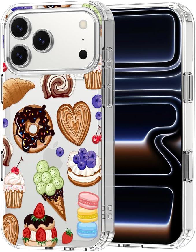 MOSNOVO for iPhone 17 Pro Max Case, Shockproof Military-Grade Protection 6.6ft Drop Tested, Camera Control, Clear Phone Case for iPhone 17 Pro Max, Sweet Treats Design