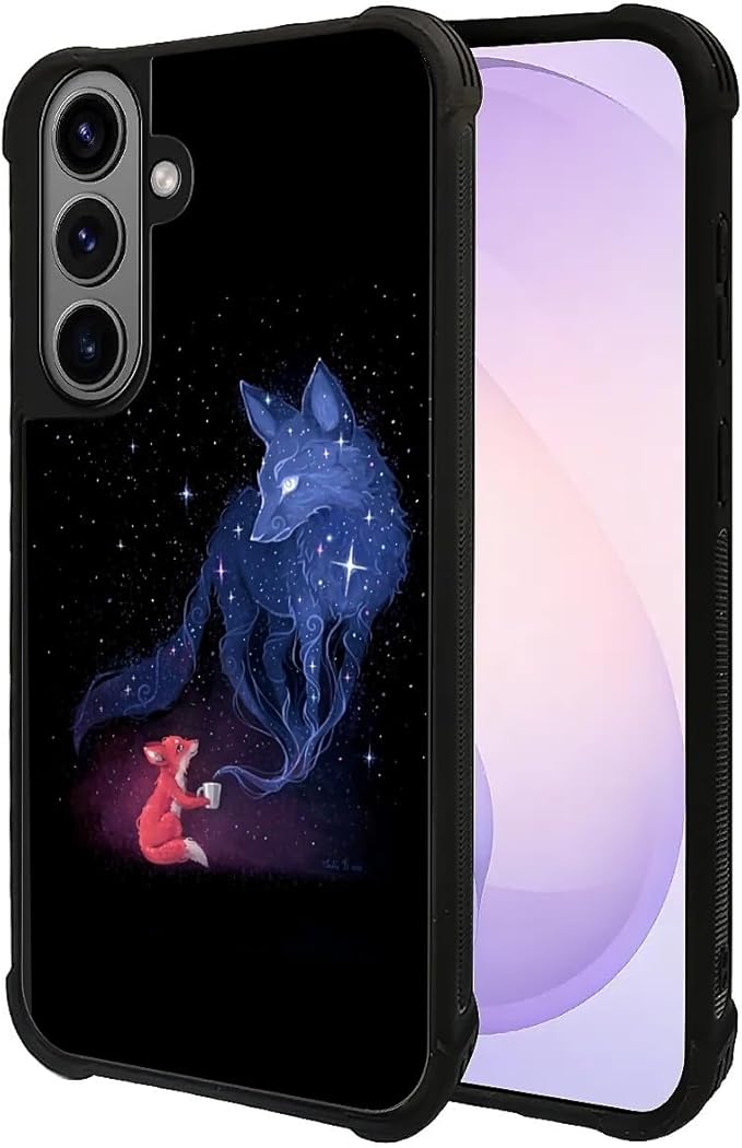 for Samsung Galaxy S26 Plus Case,Graphic Design for Girl Boy Soft Silicone Hard Acrylic Shock Protection Designed for Samsung Galaxy S26 Plus Galaxy Fox Wolf Pattern