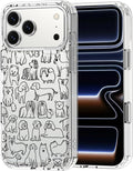 MOSNOVO for iPhone 17 Pro Max Case | Military Grade 6.6ft Drop Tested | Camera Control | Clear with Doodle Dog Design