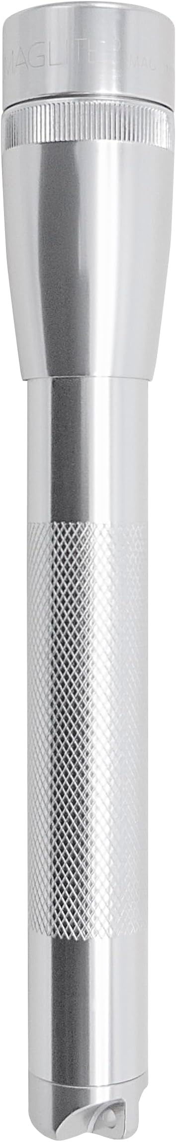 MagLite Mini LED 2-Cell AA Flashlight – High-Powered Compact LED Light with Multi-Mode Function, Water-Resistant Aluminum Build, Adjustable Beam, Includes Batteries & Holster – Silver