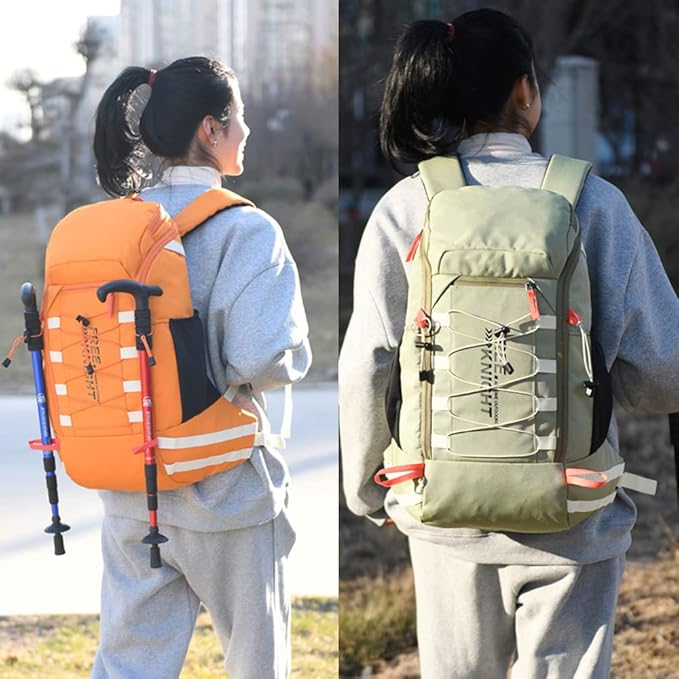 Bseash 40L Waterproof Hiking Camping Backpack with Rain Cover, Outdoor Sport Travel Daypack Rucksack for Skiing Cycling (Orange)