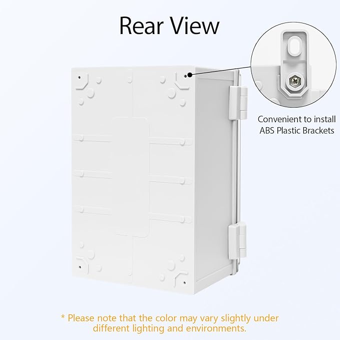 Junction Box IP65 Waterproof Dustproof ABS Plastic Enclosure, Outdoor and Indoor Project Box Hinged Clear Cover with Mounting Plate Wall Brackets, Outer Dimension 11.8"x 7.9" x 6.3", Grey