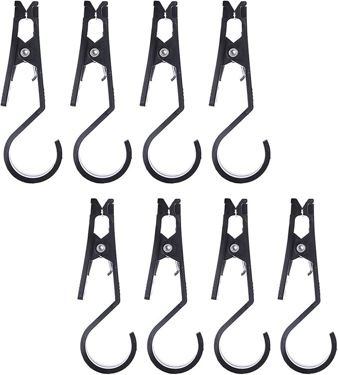 8 Pcs Hooks Clip Super Strong Black Plastic Clips Laundry Hooks Clothes Pins Heavy Duty Hangers with Clips for Home,Travel,Outdoor Camping Tent