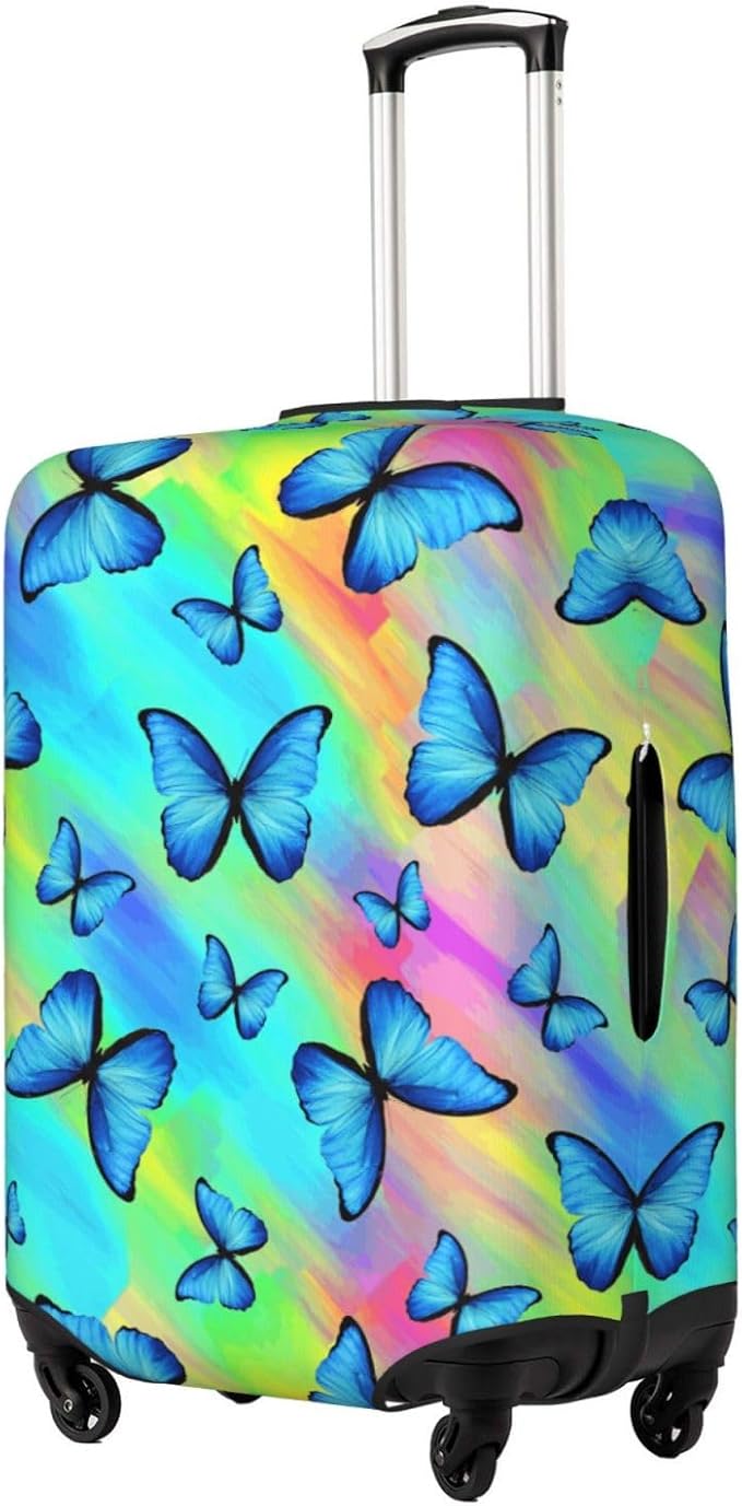 Butterfly Print Elastic Luggage Cover, Colorful Rainbow Suitcase Protector For Travel (Fits 18-21 Inch Luggage)