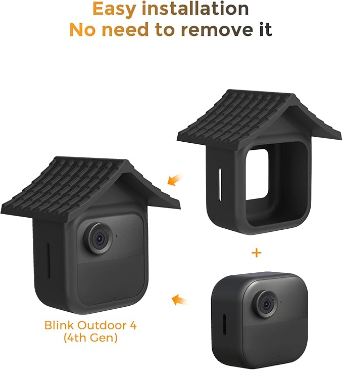 Silicone Case Cover for Blink Outdoor 4 (4th Gen), Outdoor 2K + – Weatherproof Protective Skin with Hat Brim, Full Camera Protection, Easy Installation, Black, 2 Pack
