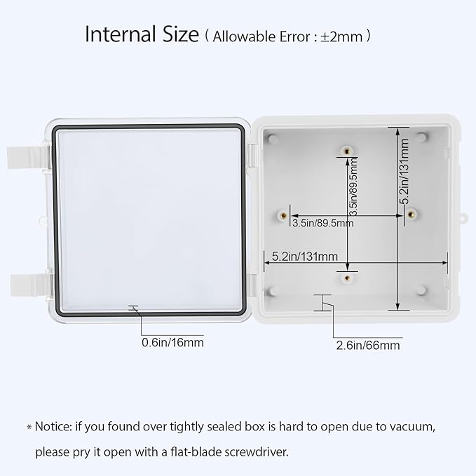 ABS Plastic Dustproof Waterproof IP65 Junction Box Hinged Shell Universal Electrical Project Enclosure Gray, with PC Transparent Clear Cover 5.9 x 5.9 x 3.5inch(150 x150 x90mm)