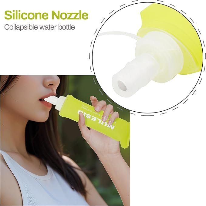 Soft Flask Running Bottles Collapsible Water Bottle Foldable for Traveling Running Vest Collapse Hydration TPU 250ml for Runner(250ml-Pack of 2)